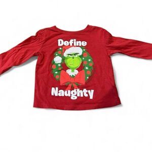 EUC Old Navy Toddler Boys Red Grinch Graphic Long Sleeve Tee Shirt - Size 3T